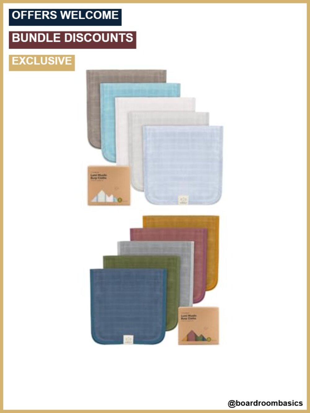 5-Pack Cotton Muslin Burp Cloths Soft Absorbent Spit Up Rags Large Towel Wash